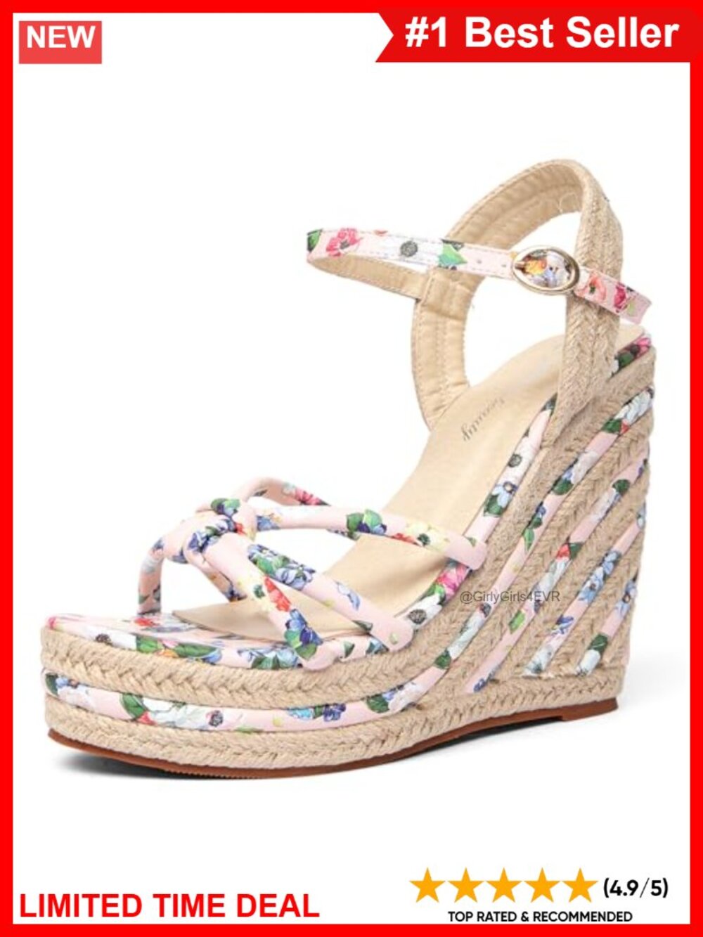 Espadrille Wedge Sandals Flower Ankle Strap Open Toe Platform High Heel Dress